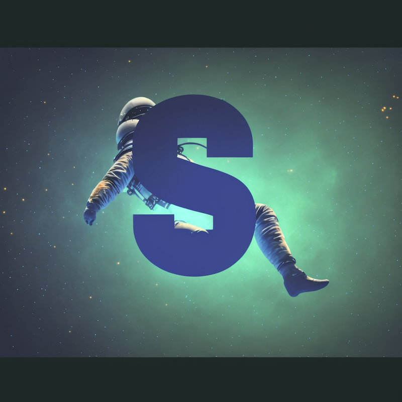 Letter S floating in space